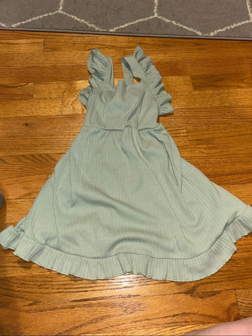 Girls' Ruffle Strap Dress in Sage Green